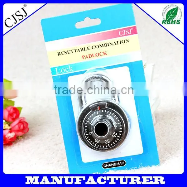 2016 hot sale nice design zinc alloy round padlock combination lock
