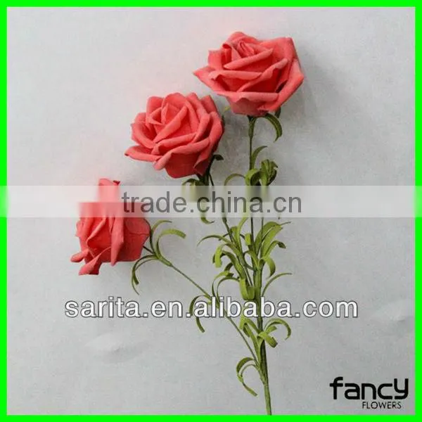 hot sale 3 pcs artificial foam roses