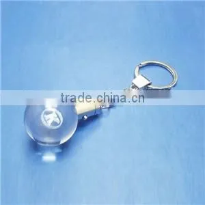 Wholesale customized logo crystal glass led keychain