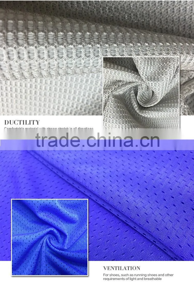 100% polyester mesh fabric tricot knitted warp fabric for shoes