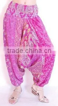 2103 Vintage Silk Saree Aladdin Pants baggy trousers for women sari Pantalon Trouser