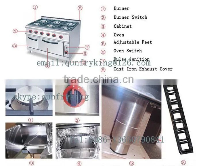Free Standing 4-Burner Gas Cooker Range With Gas Oven Inside