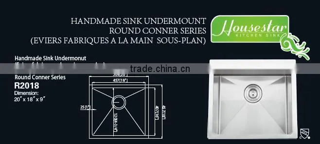16 gague 18 gague stainless steel undermount rectangular single bowl kitchen sink