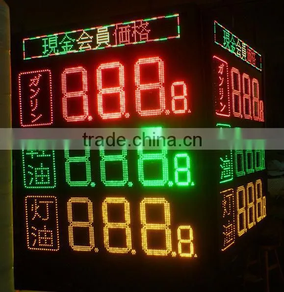 green outdoor led gas price station display