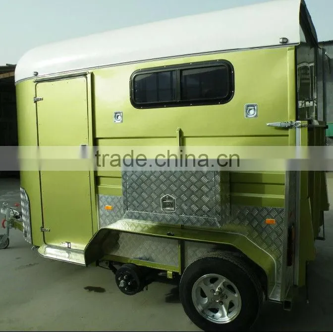 2 horse straight load deluxe camper fiberglass trailer