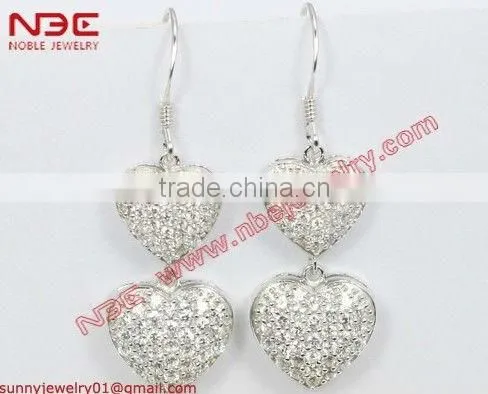 Costume 925 silver hoop earrings,black and white stone silve hoop earrings jewelry