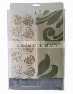 leaves series shower curtain with matching resin hook set