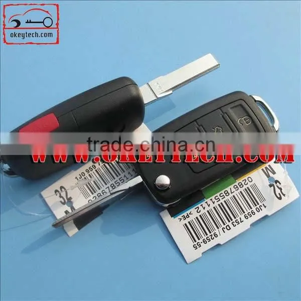 OkeyTech VW 3+panic flip key blank can't be departed for vw key cover for vw