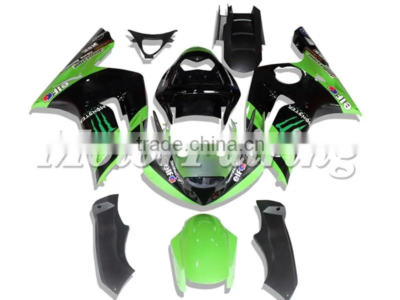 Green Black Fairing Kits for Kawasaki Ninja ZX6R 2003 2004 ZX 6R 03 04 ABS 100% Injection Mold Body Kits