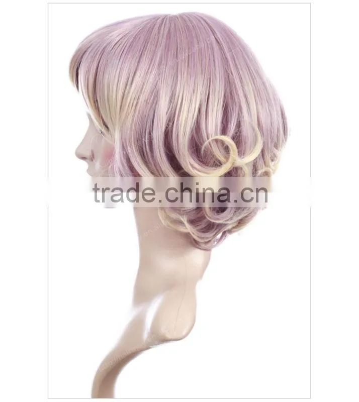 Hot ladies star wigs pink curly