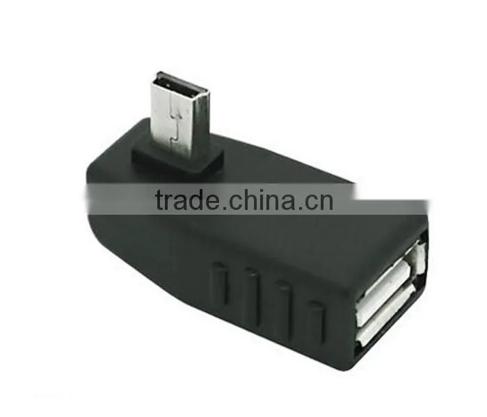 USB Type A Female to Mini USB Type B Male OTG 90 Degree Down Angle Adapter