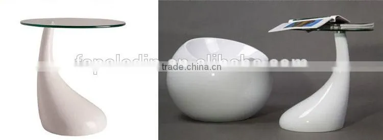 Space Saving Furniture Glass Top ABS Base Jupiter End Table