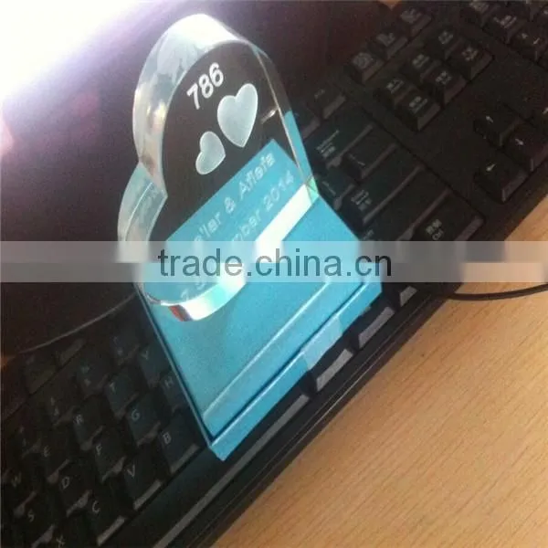 2016 Wedding favors heart shaped hot selling crystal paperweight