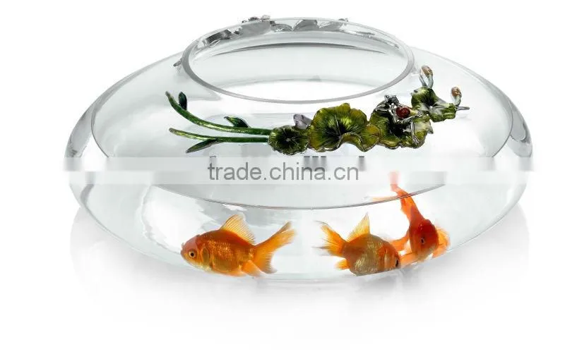RORO enamel crystal glass fish tank fashion design clear glass and metal fish tank hot selling