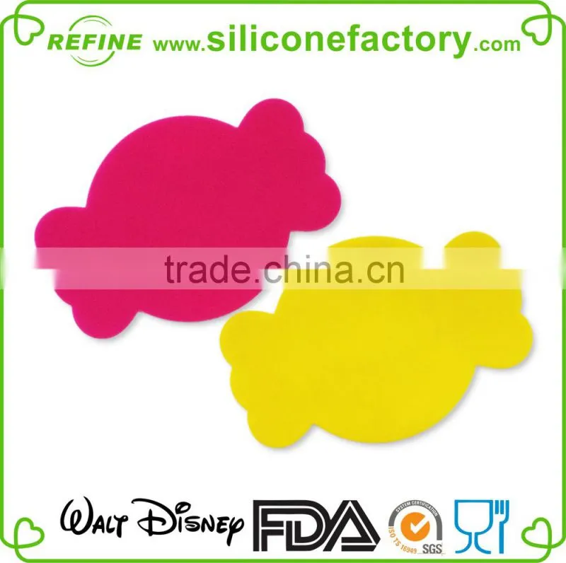 Hot selling! Heat-resistant cute candy shaped silicone cup coaster