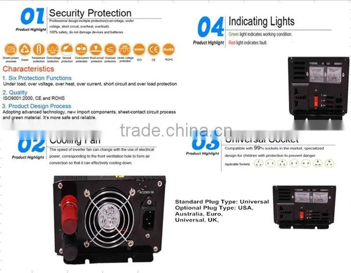DC/AC Inverters Type and Single Output Type On and Off Grid Solar Inverter with digital screen