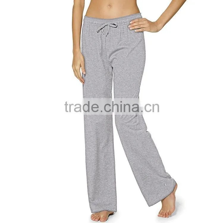 OEM service flat braid grey high waist elasticted loose fit women sports long pants