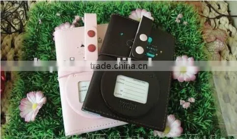 PU leather passport holder baggage tag and lables