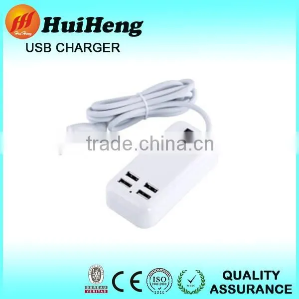 Hot-sales travel 4 port desktop usb wall charger mobile charger cable
