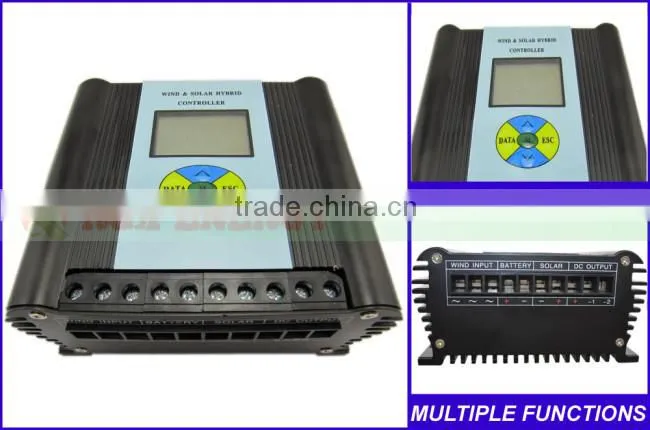 600w wind/solar hybrid controller 12v/24v charge controller with LCD display. Used for wind and solar power system.