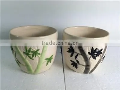 Hand painting bamboo high quality ceramic flower pots