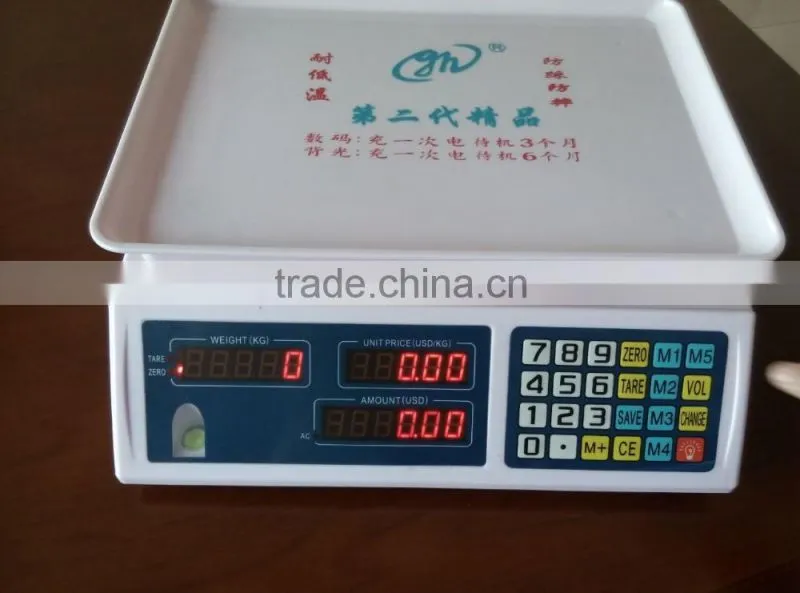 electronic price computing scale 30kg,digital price scale electronic bench scale with steel pan