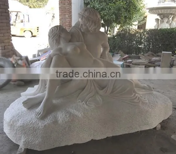 Life Size White Marble Man and Woman Garden Statue