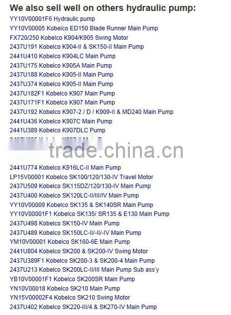 kobelco, hyundai, volvo, sany, lishide, liugong, drive motor, excavator hydraulic pump