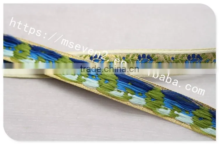 Fashion design flowers jacquard 15mm nylon webbing wholesale