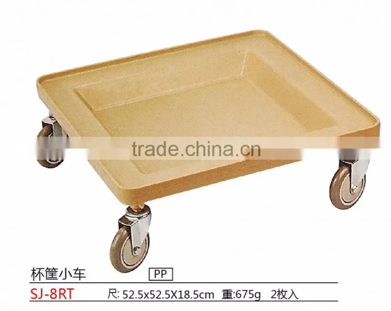 Plastic glass rack trolley, glass rack dolly with handle