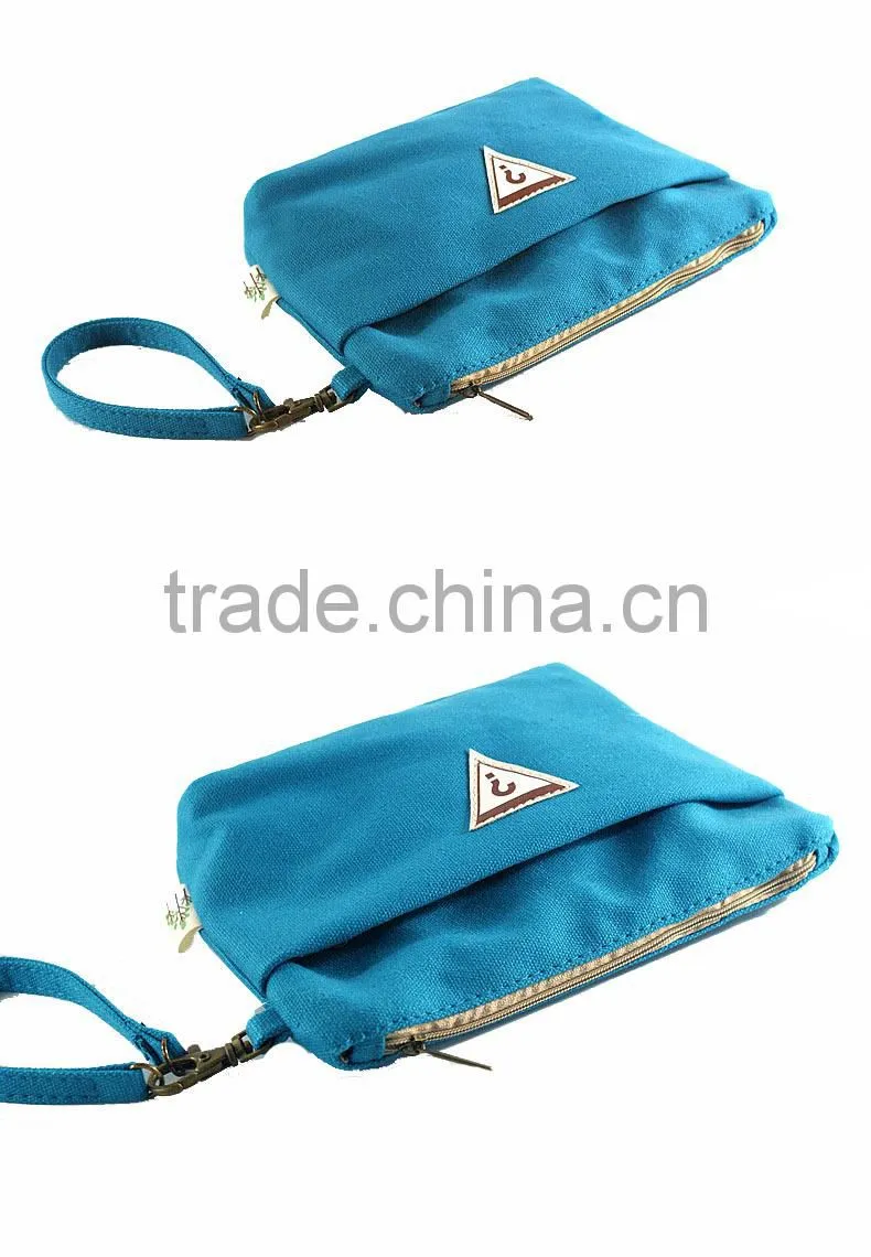2015 new design custom 100% cotton canvas necessity bag with handle