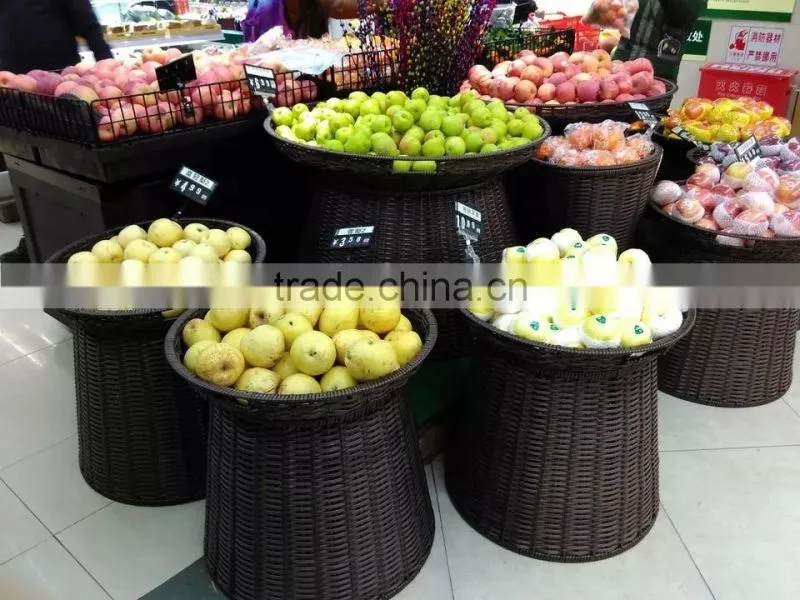 Wholesales washable PE rattan handewoven folding plastic basket used for hotel laundry storage