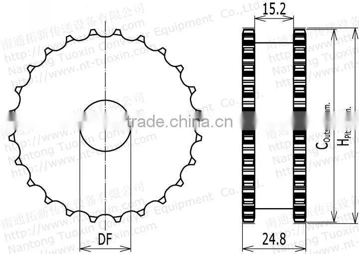 Machined Plastic Classic Sprocket for 9525 Conveyor Belt