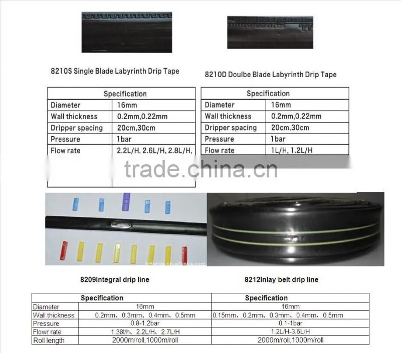 8209 12mm diameter agriculture irrigation PVC drip tape with good quality