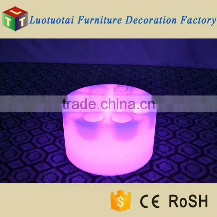 Li battery operated PE plastic RGB 16 color changing LED light wine tray
