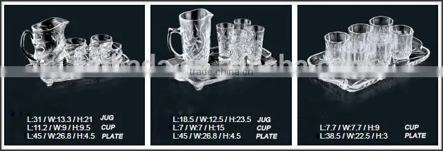 Glass tableware hand made glass water jug set