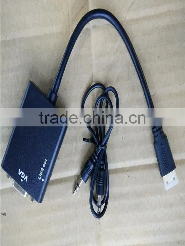 High Quality Hot Sale HD MI To VGA Converter With Audio Convex Head VGA Audio Converter Adapter Cable
