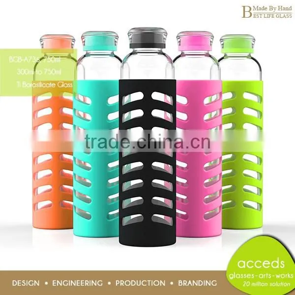 Borosilicate Heat Resistant Glass Travel Bottle BPA free