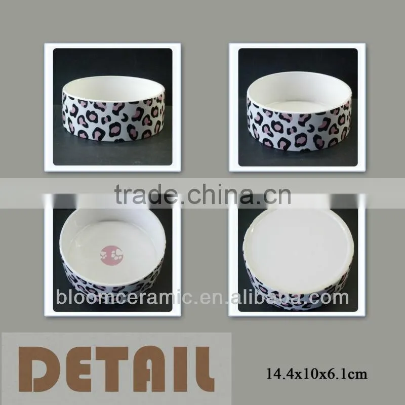 Leopard design dog bowl ceramic