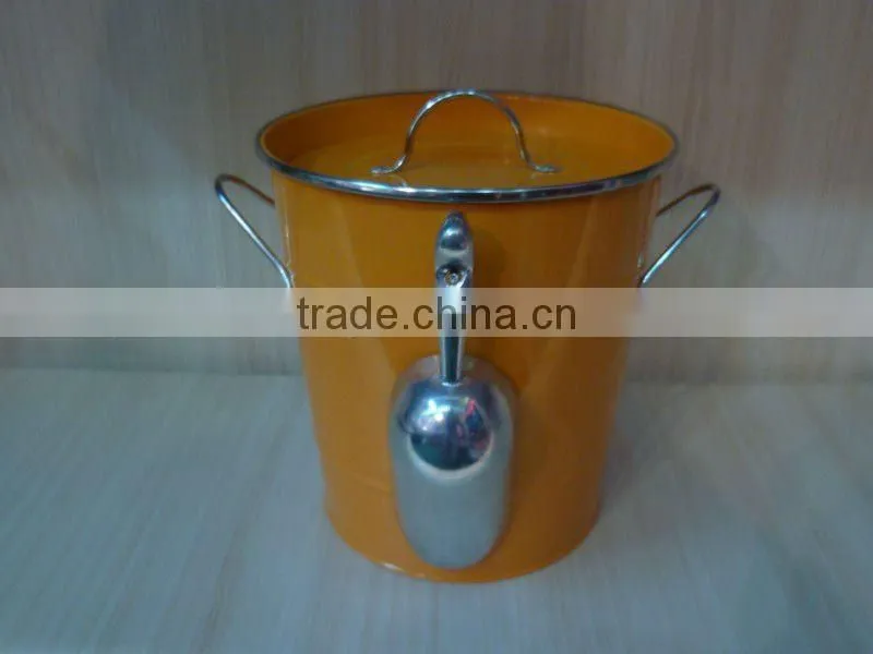 Galvanized Metal Ice Bucket with Lid and Scoop