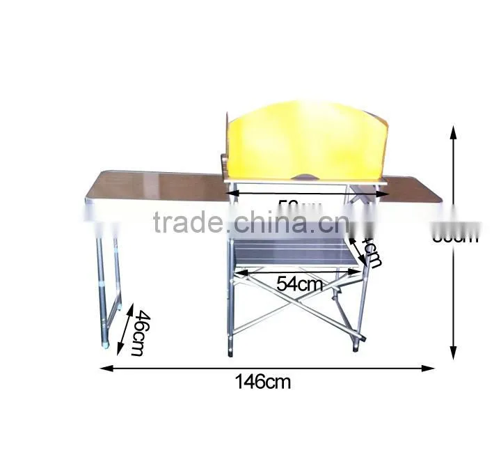 OUTDOOR STAINLESS STEEL/ALUMINUM BBQ SIDE TABLE FOR COOKING