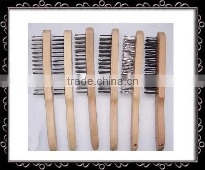 Wooden handle cleaning brush