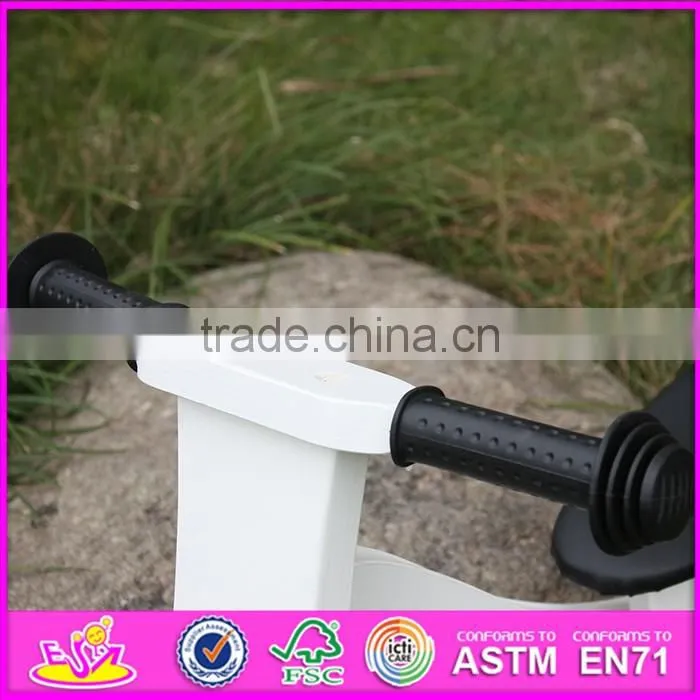 2016 new design white funny children wooden balance bike without pedals W16C154