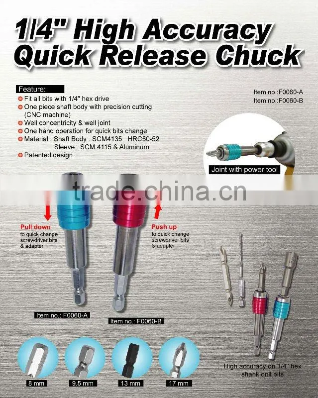 1/4" High Accuracy Quick Release Bit Holder