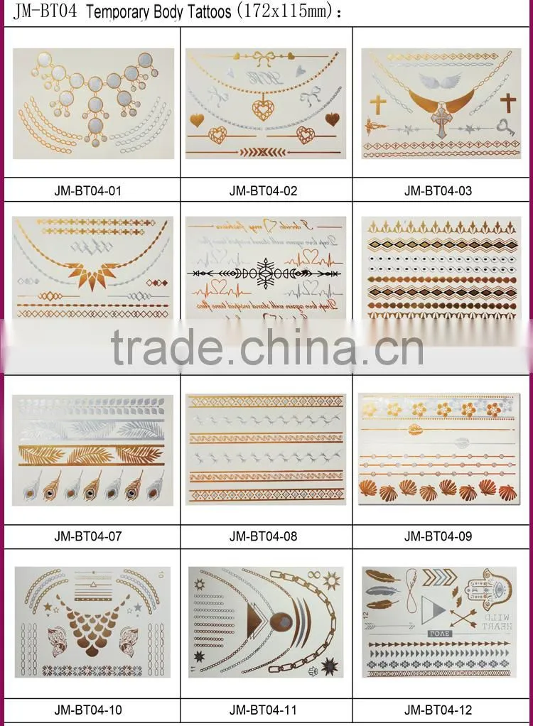 Water transfer printing fashion jewelry temporary tattoo