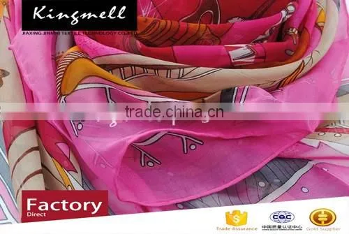 Custom Top End Digital Print Silk Scarf for Female in Spring