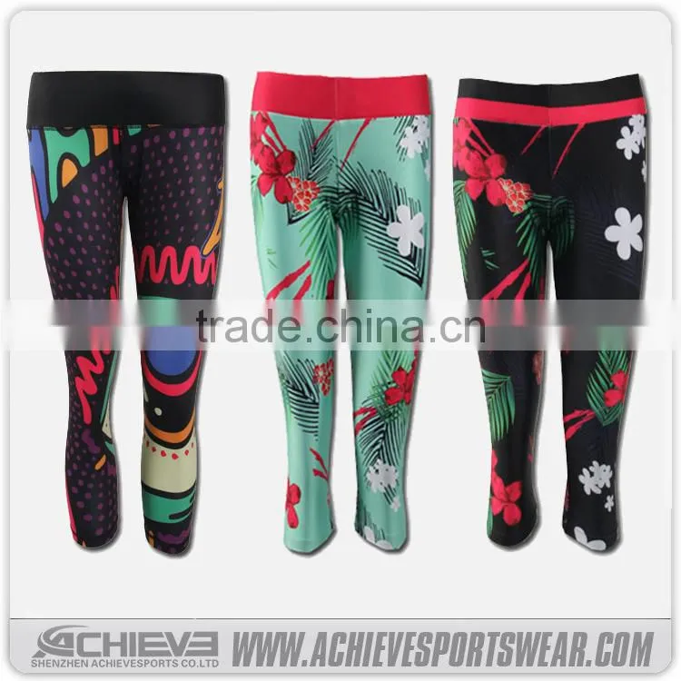 Wholesale gym customized yoga wear leggings / Digital printing yoga shorts gym leggings
