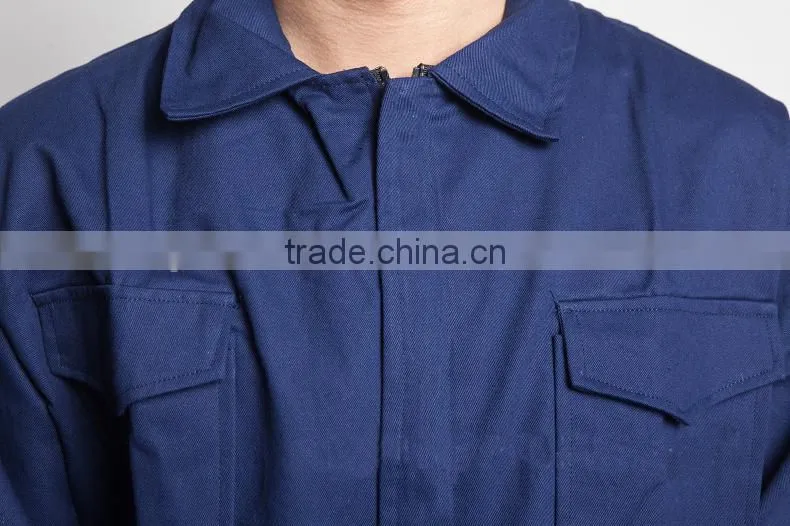 China Wholesale Protective Clothing Anti Fire and Static Dark Blue 100 cotton Coverall