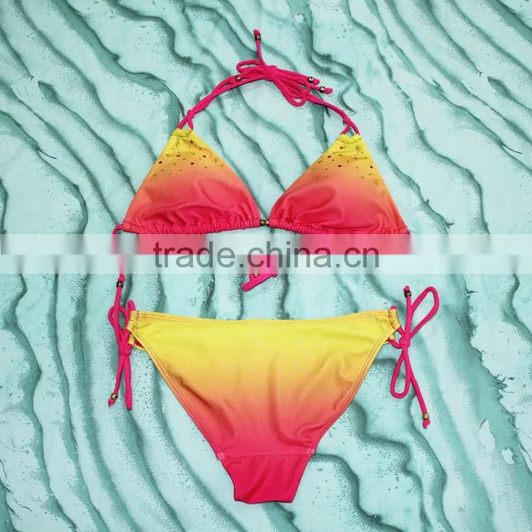 Sun Protect Material Bikinis Trendy fashion Girls Shiny Swimsuits