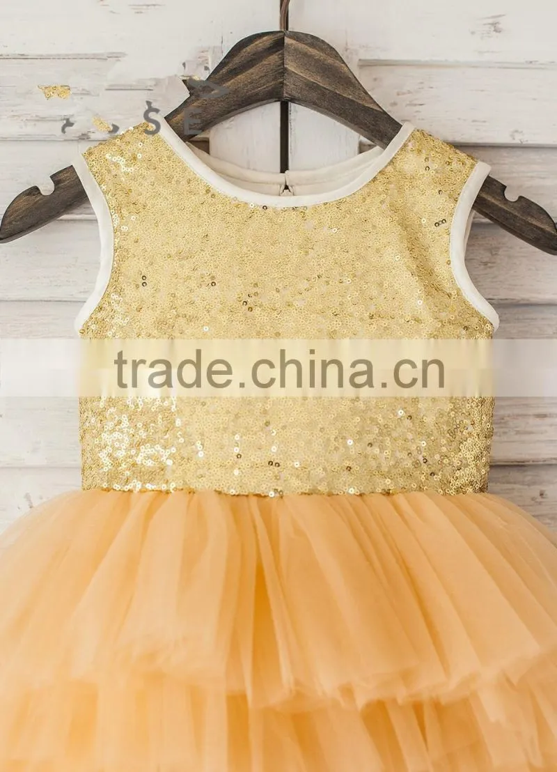 Wholesale Children's Boutique Flower Girls Dresses Sequin Tutu Dress Chindren Wear